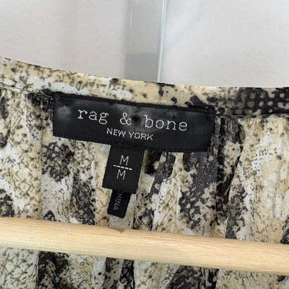 RAG & BONE Size M Yuni Printed Blouse Long Sleeve Sheer Top Animal Print - Picture 3 of 12